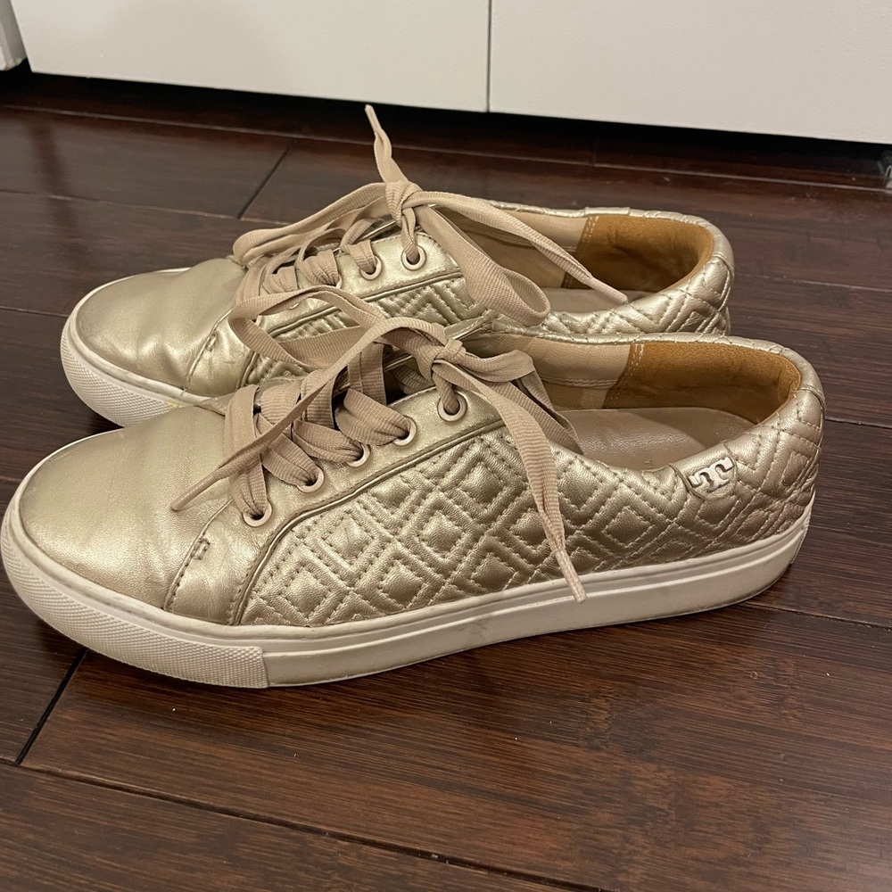 Tory Burch Metallic Lace Up Sneakers